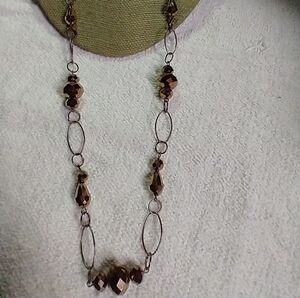 Coppertone bead chain mirror ball necklace